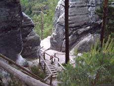 Blick von oben auf die Stiege